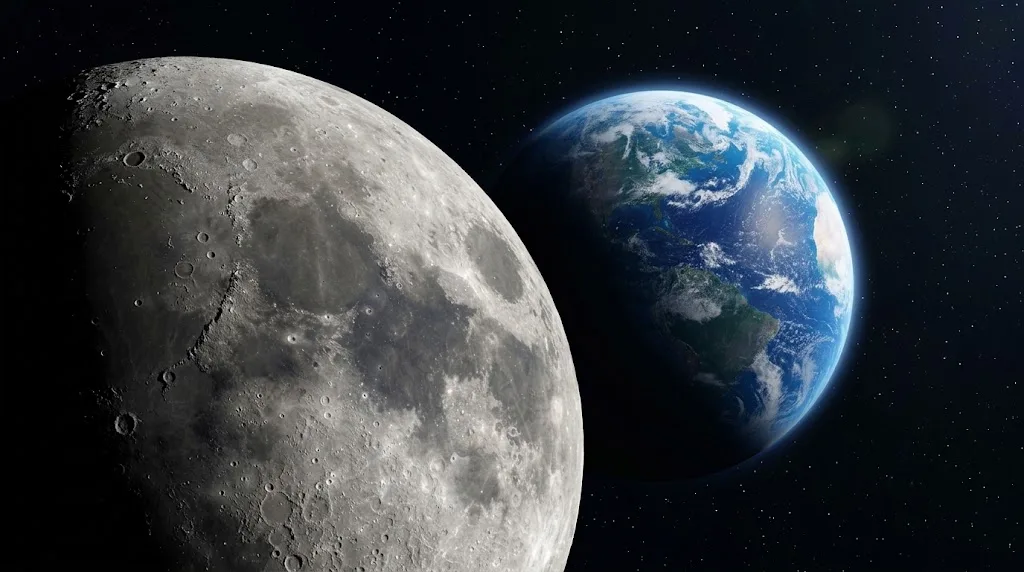 Terra e a lua juntas.